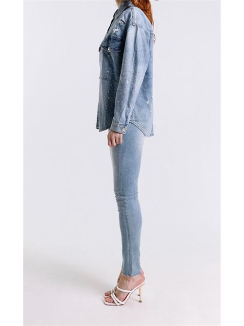 Camicia in denim over con strass Met Met | M10 145CM-UNI